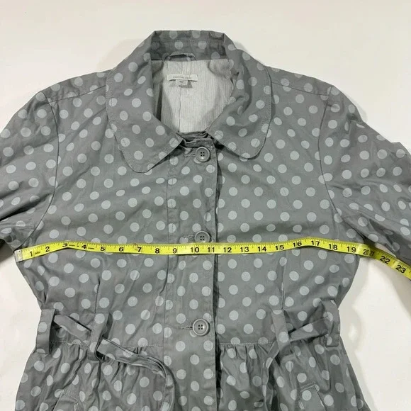 Garnet Hill Polka Dot Jacket Lined Lightweight Grey - Picture 7 of 8